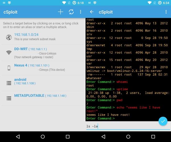 Application de piratage Android - CSPloit