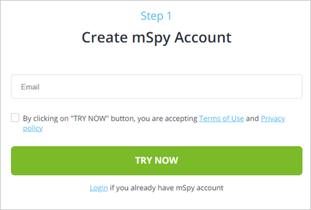 Crear cuenta mSpy 