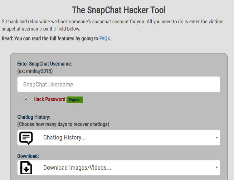 Strumento per hackerare password Snapchat - Snapbreaker