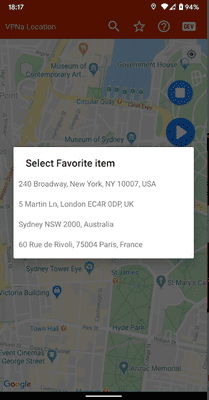 VPNa select favorite item