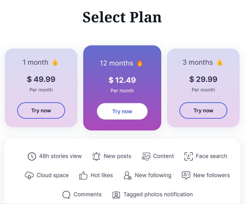 Glassagram Instagram viewer Pricing